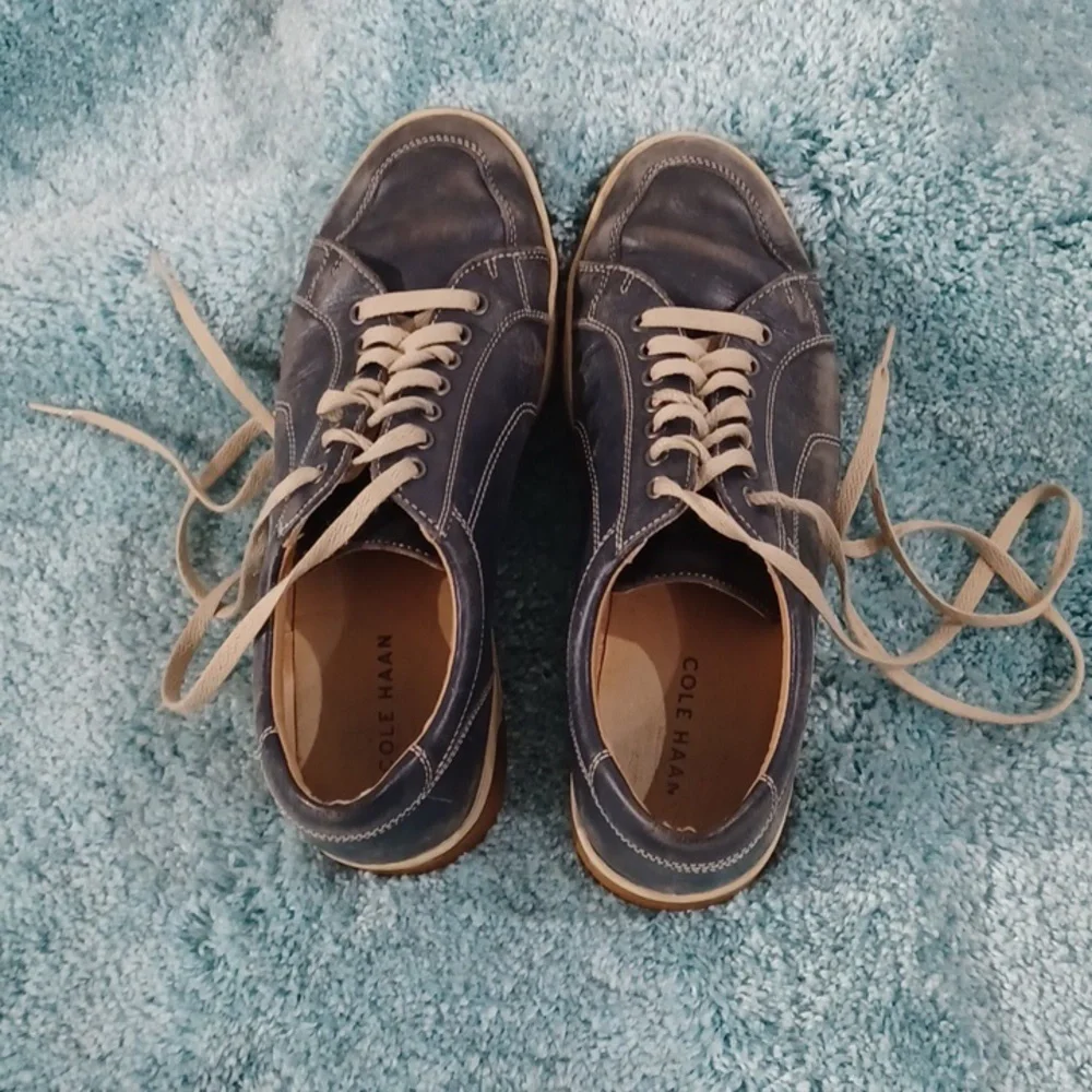 COLE HAAN Men's Blue Leather Sneakers size 9 M - Picture 1 of 16